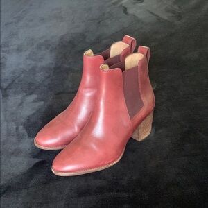 Madewell Regan Heeled Dark Red Leather Pull On Boots